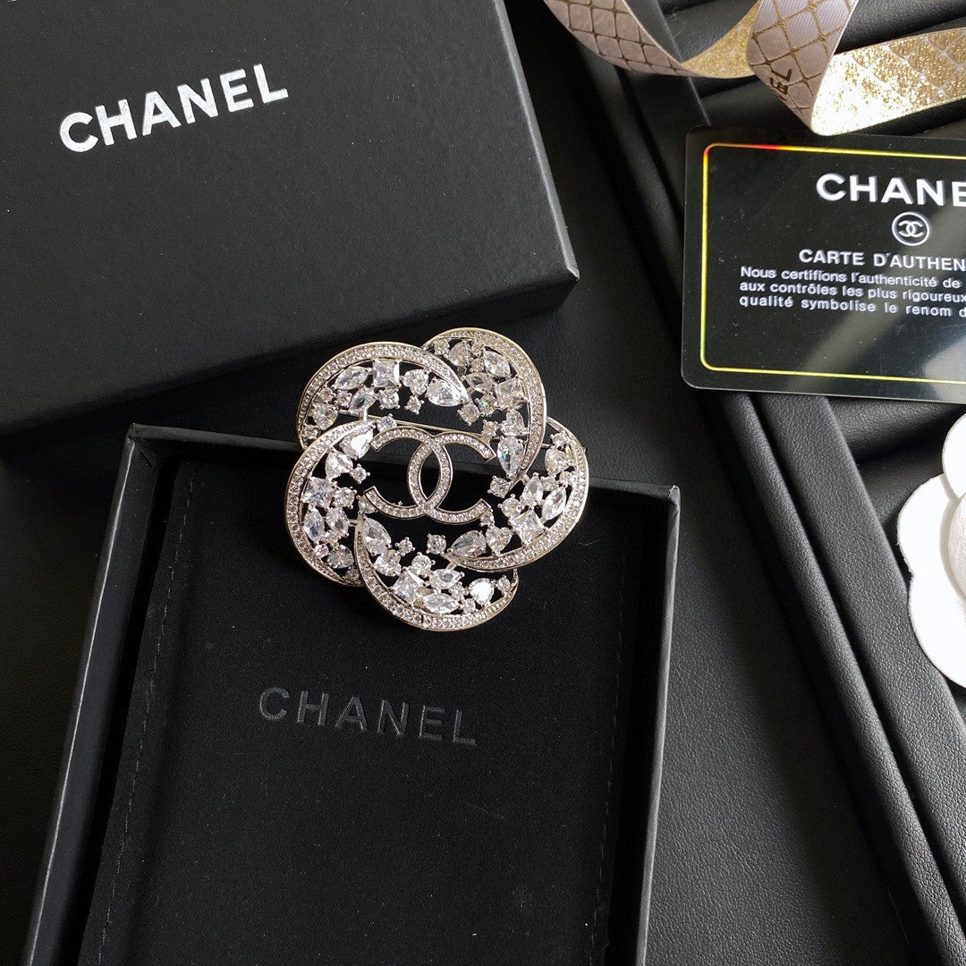 Chanel Camellia Crystal Brooch