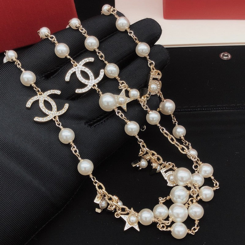 Chanel No.5 Star Long Pearl Necklace