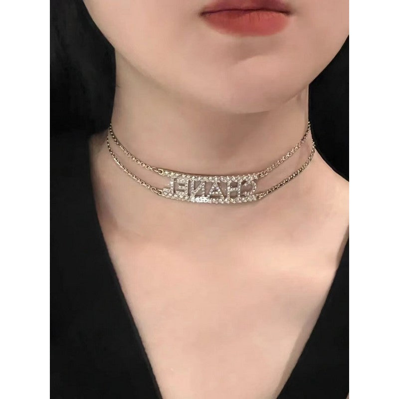 Chanel Letter Diamond Choker Necklace