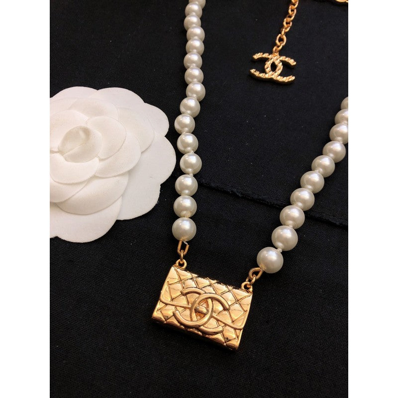 Chanel Pearl Bag Pendant Necklace