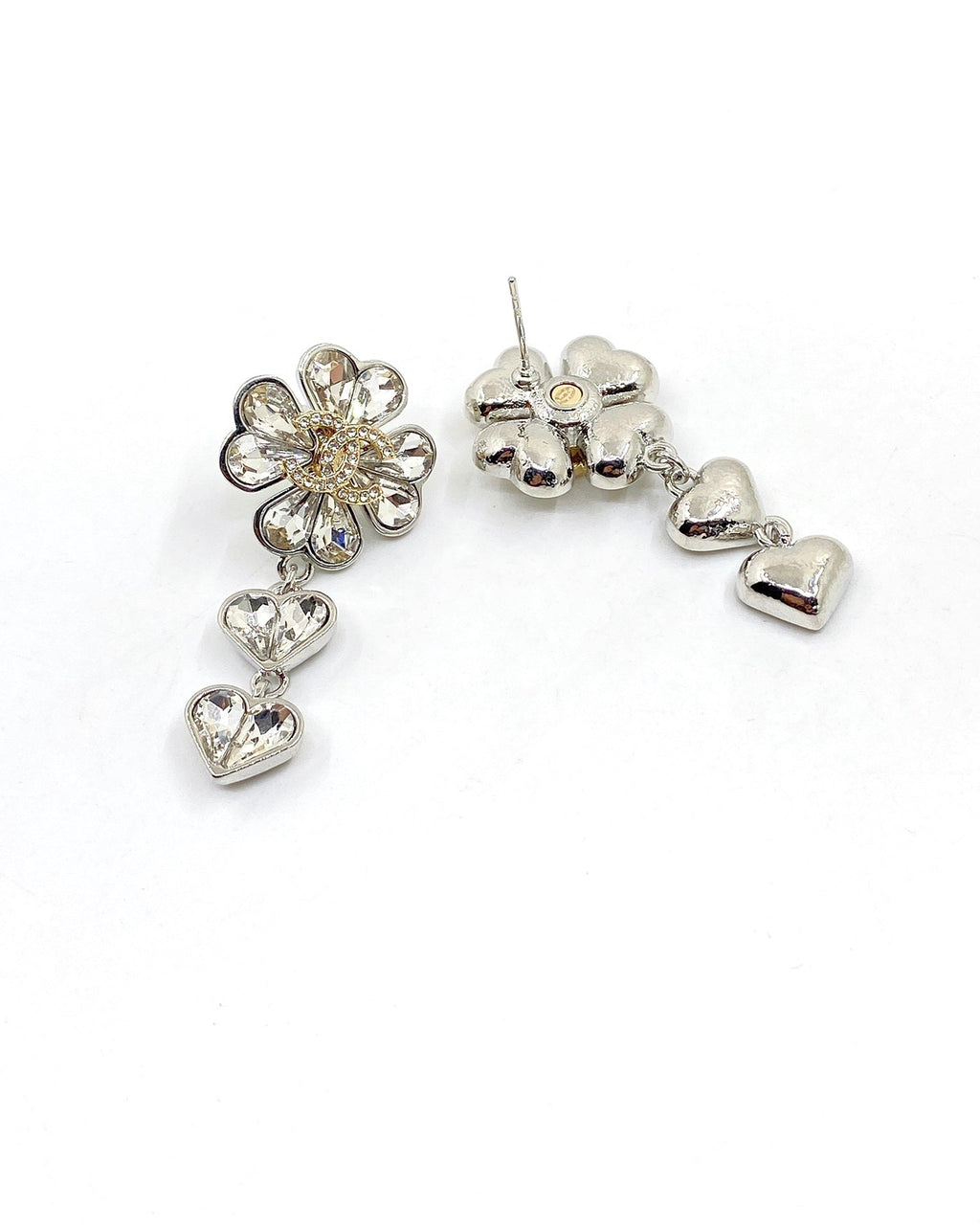 Chanel Crystal Flower Earrings - 18K White Gold