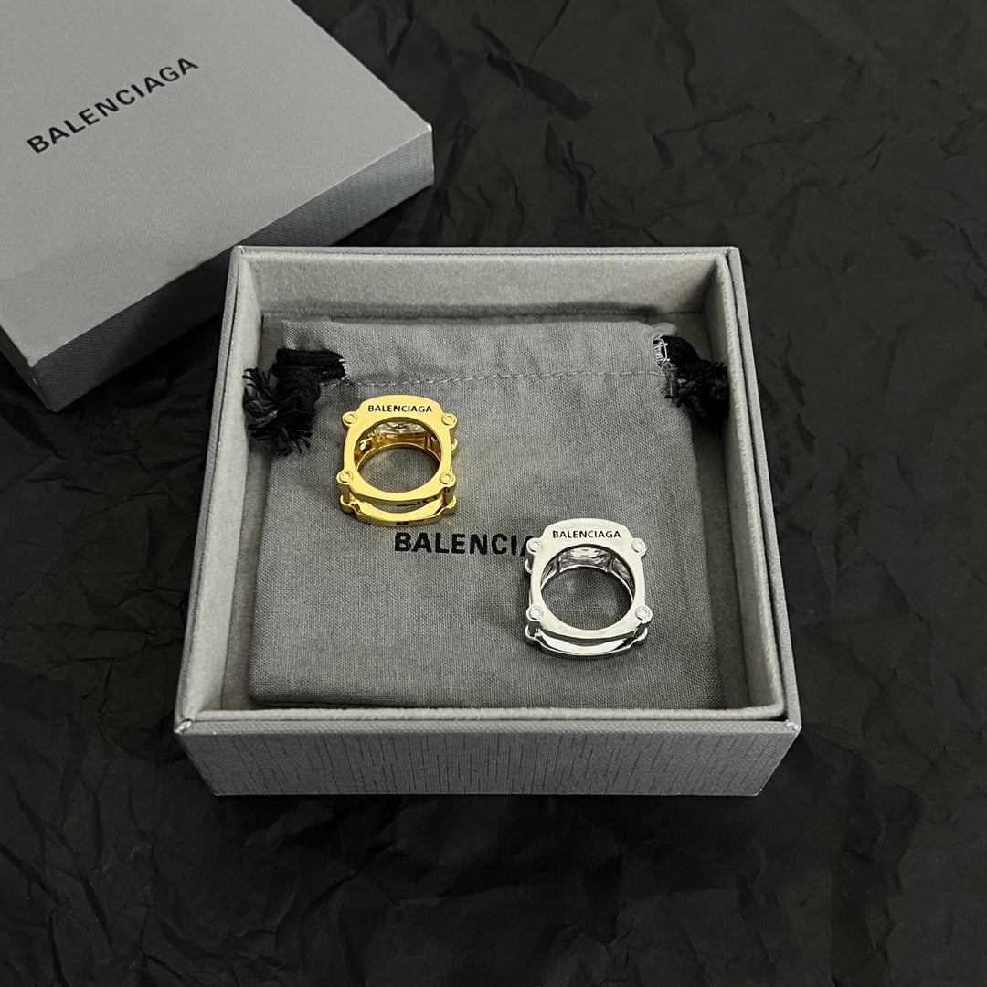 Balenciaga Crystal Ring - 18K Yellow Gold