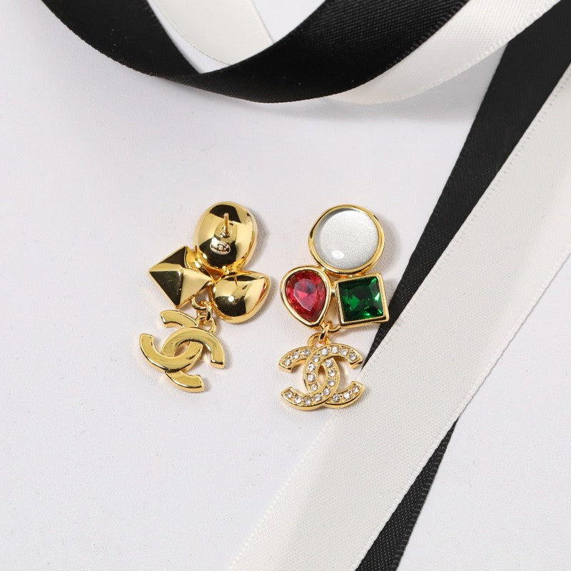 Chanel Color Crystal Earrings - 18K Yellow Gold