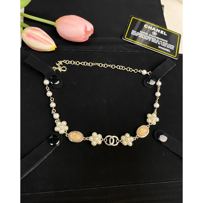Chanel Black & Orange Crystal Choker Necklace