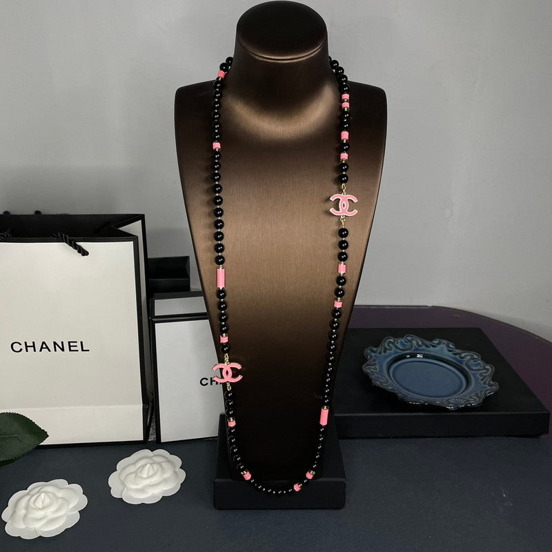 Chanel 24B Black Pearl Necklace