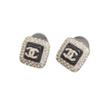 Chanel Diamond Square Black Earrings - 18K Yellow Gold