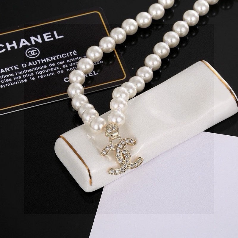 Chanel Pearl Chain Diamond Necklace