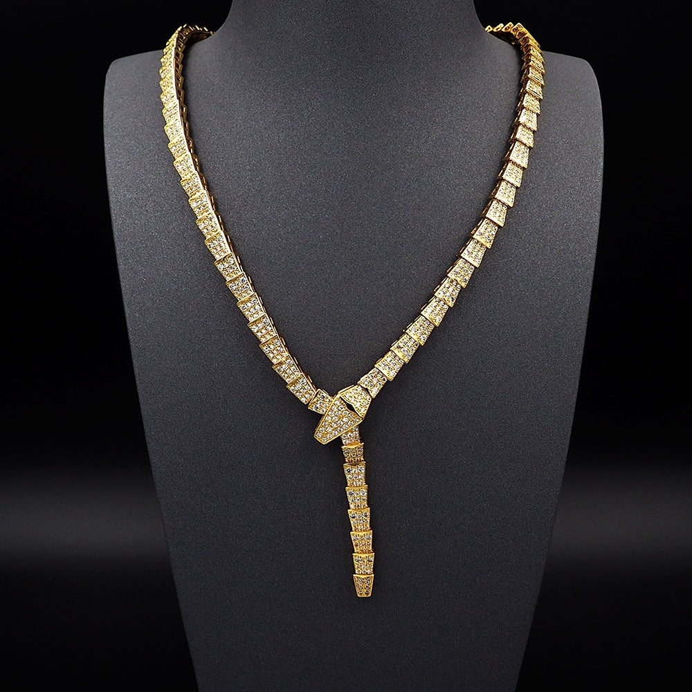 Bvlgari Serpenti Viper Full Pave Diamond Necklace - 18K Gold