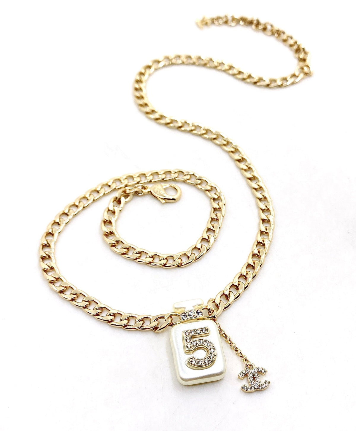 Chanel No.5 Perfume Pendant Chain Necklace