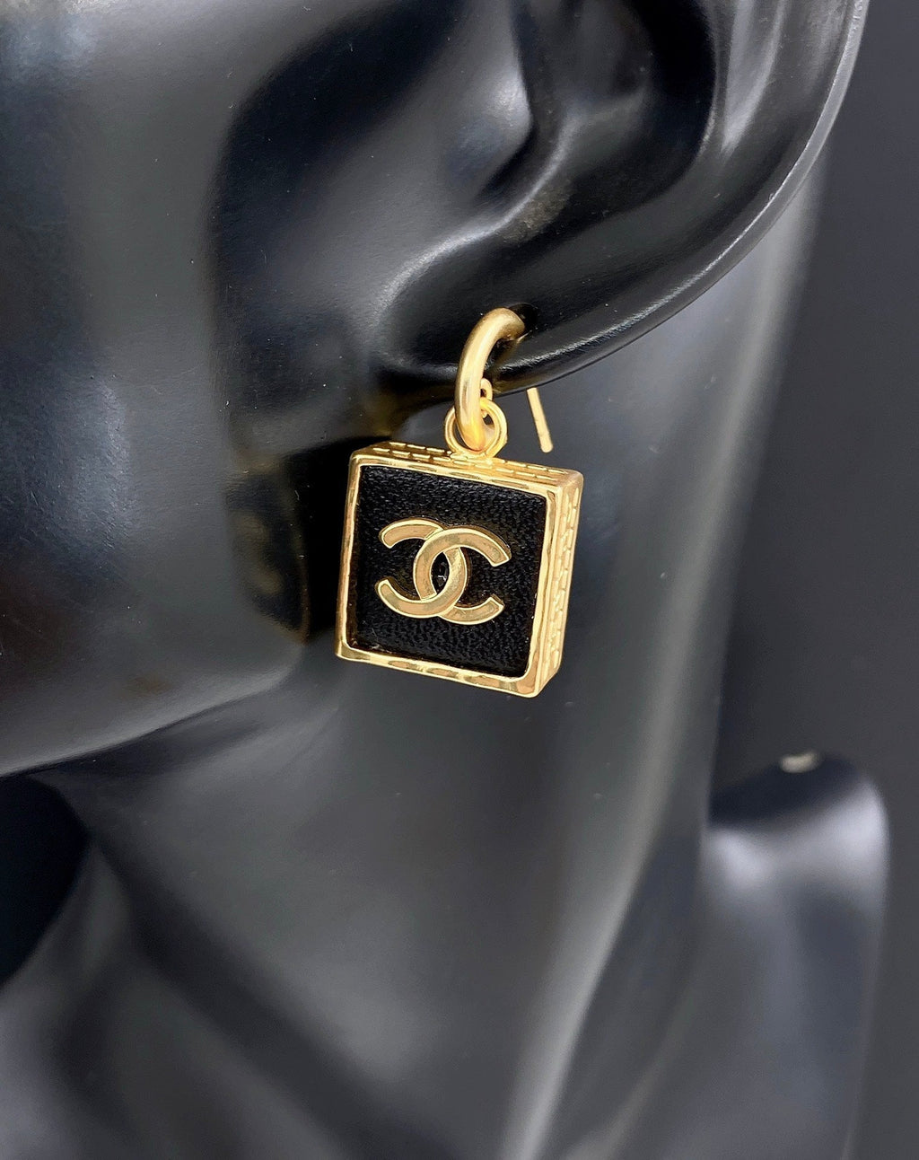 Chanel Black Bag Pendant Earrings - 18K Yellow Gold