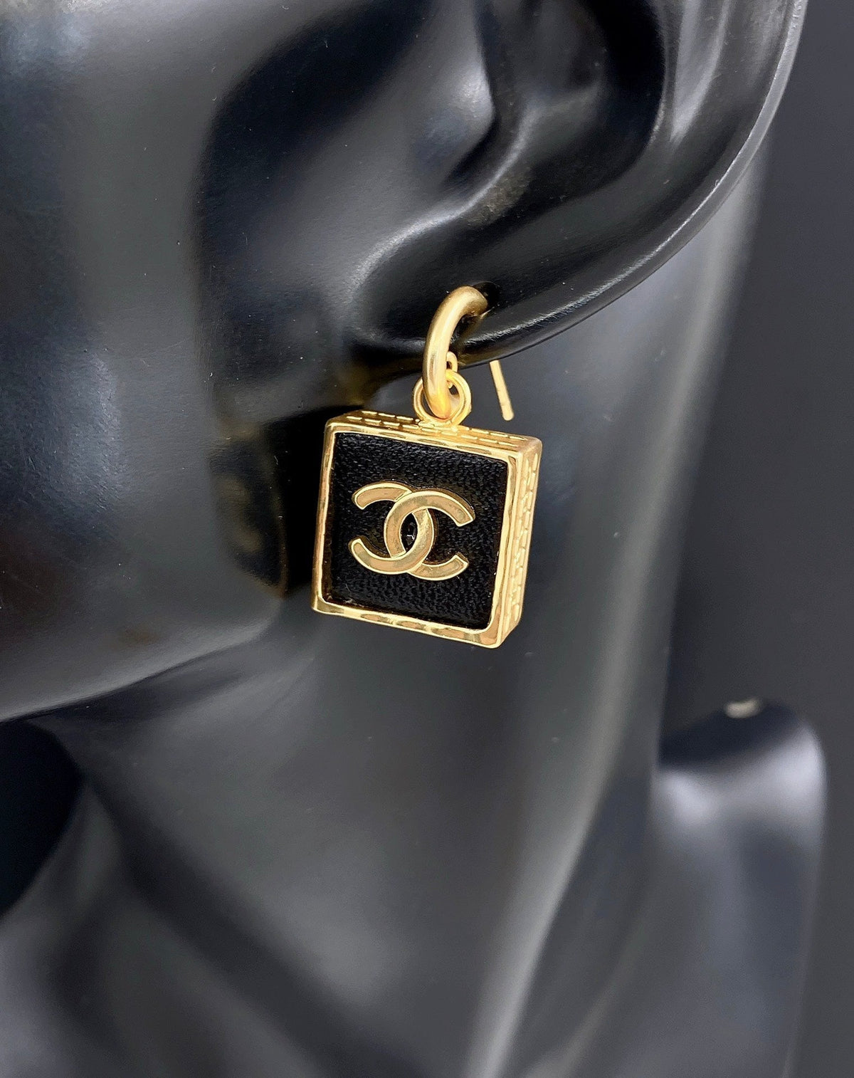 Chanel Black Bag Pendant Earrings - 18K Yellow Gold