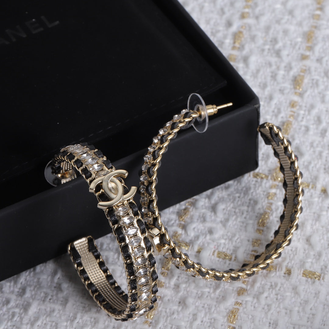 Chanel Leather Chain Earrings - 18K Yellow Gold