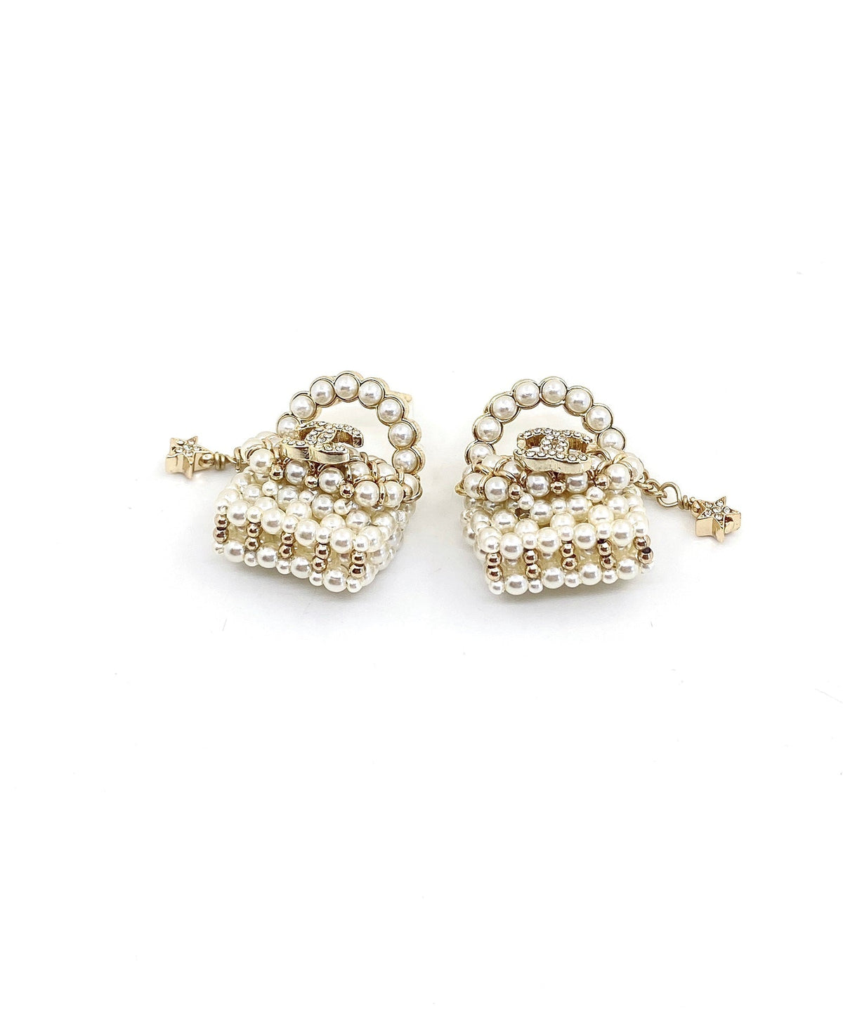 Chanel Small Bag Pearl Earrings - 18K Yellow Gold