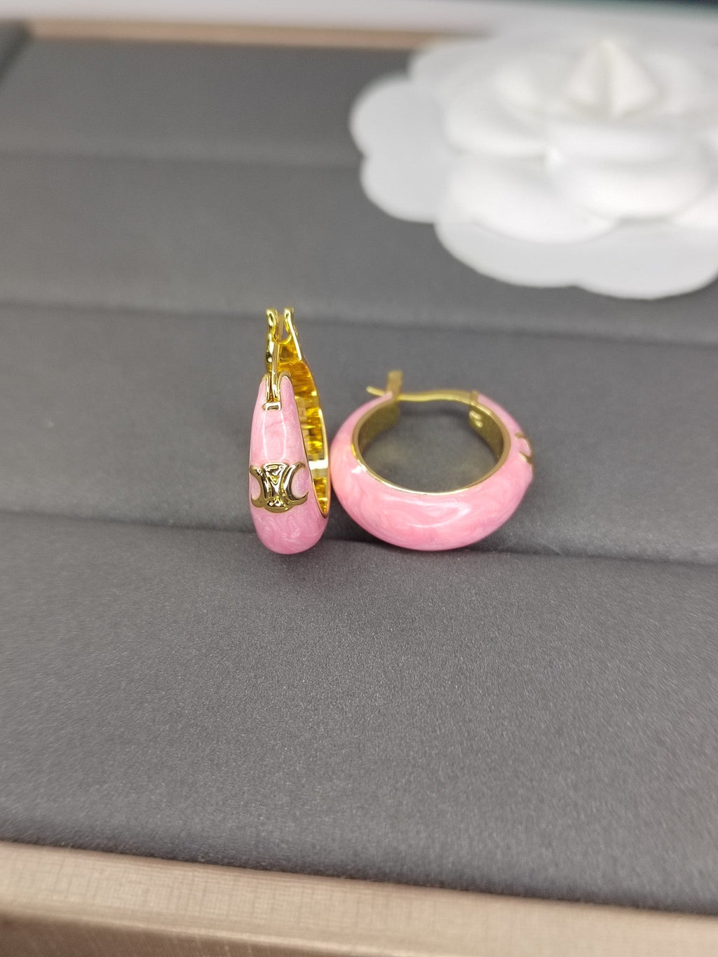 Celine Pink Earrings - 18K Yellow Gold