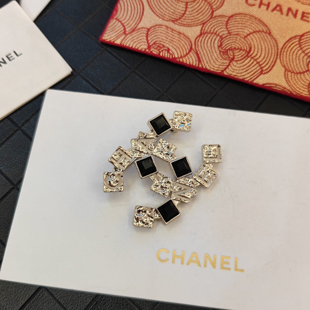 Chanel Black Crystal Brooch