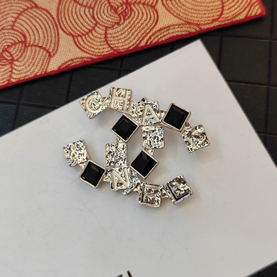 Chanel Black Crystal Brooch