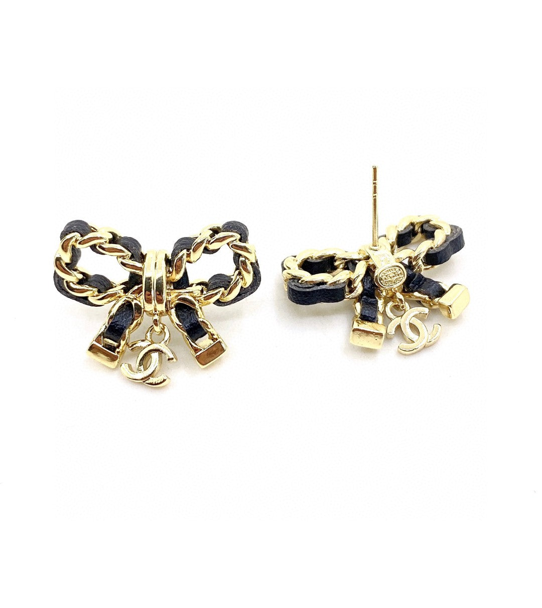 Chanel Bow Tie Strass Earrings - 18K Yellow Gold