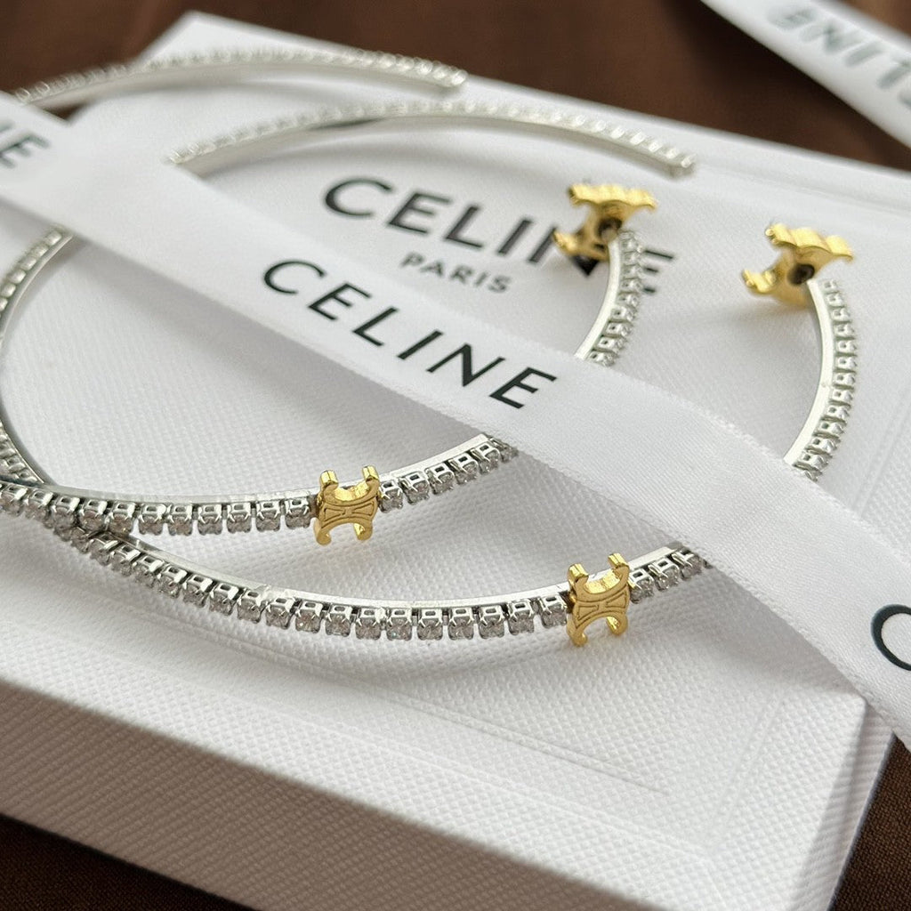 Celine Triomphe Gourmette Crystal Earrings