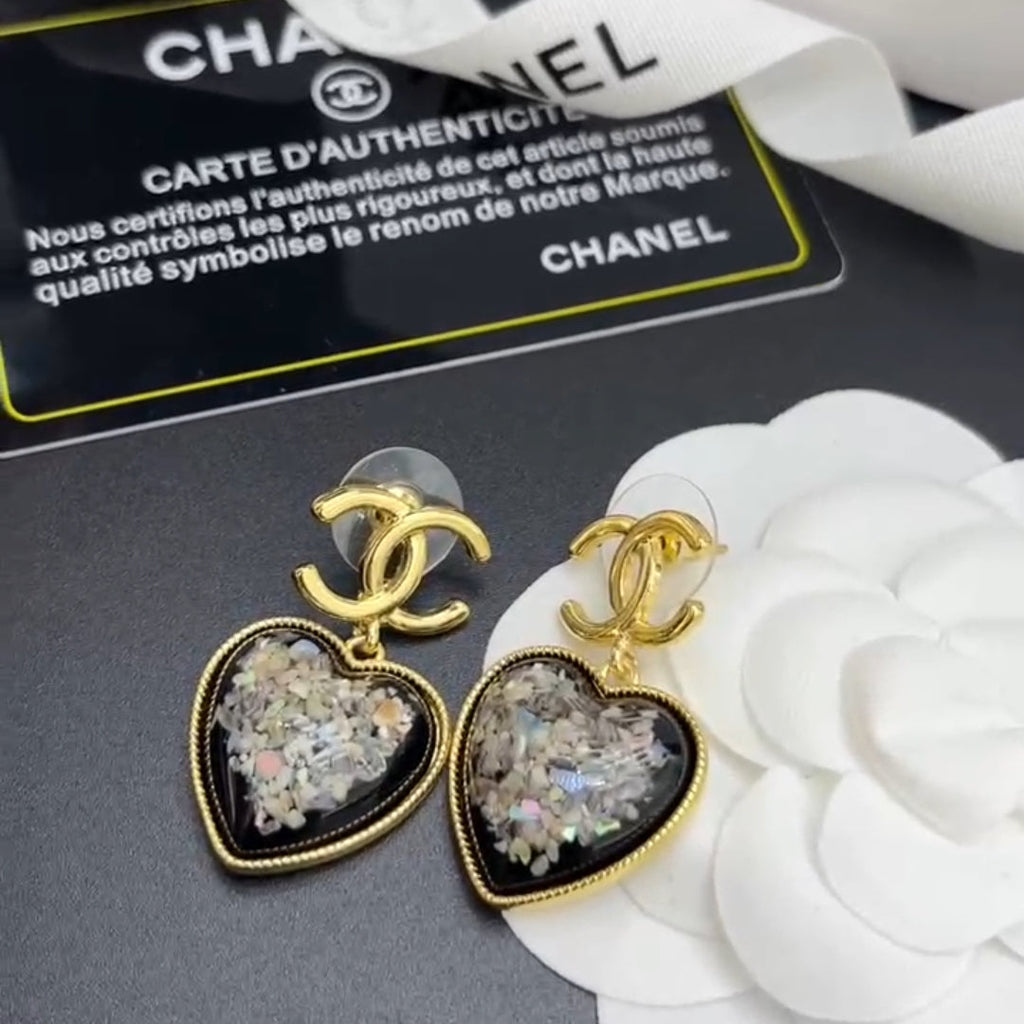 Chanel Multi-Color Crystals Heart Earrings - 18K Yellow Gold
