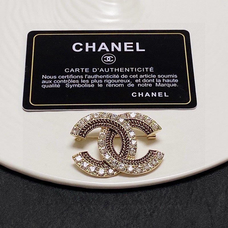 Chanel Diamond Gold Brooch