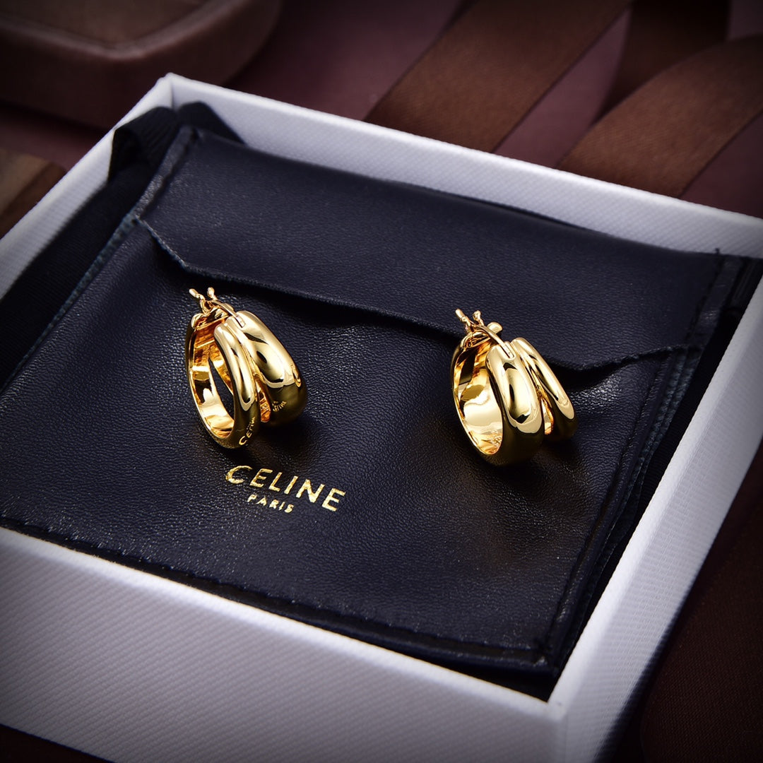Celine Triomphe Formes Abstraites Hoops Earrings - 18K Yellow Gold