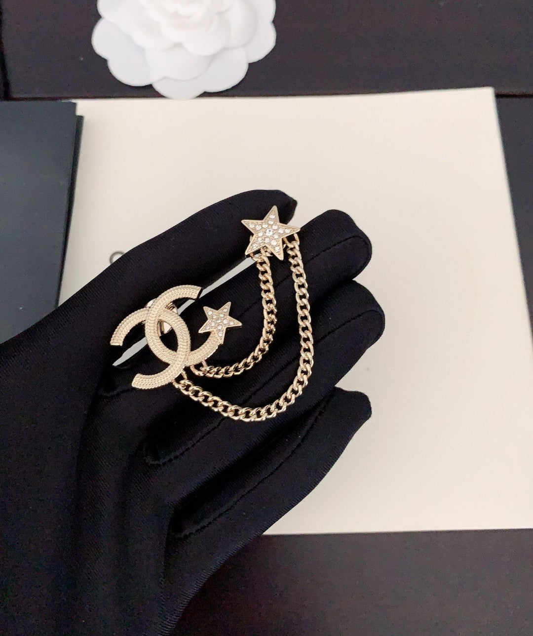 Chanel Heart Star Chain Brooch