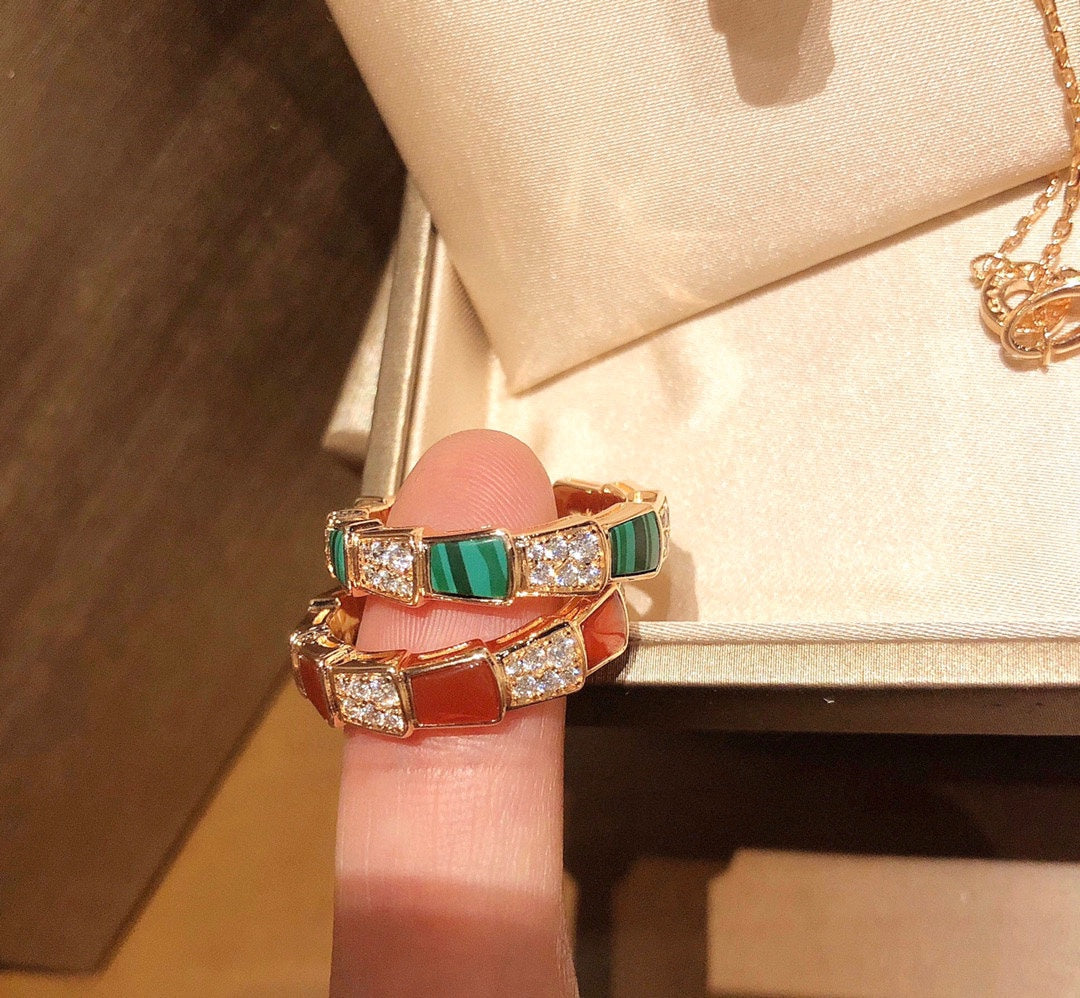 Bvlgari Serpenti Viper Malachite Ring - 18K Rose Gold