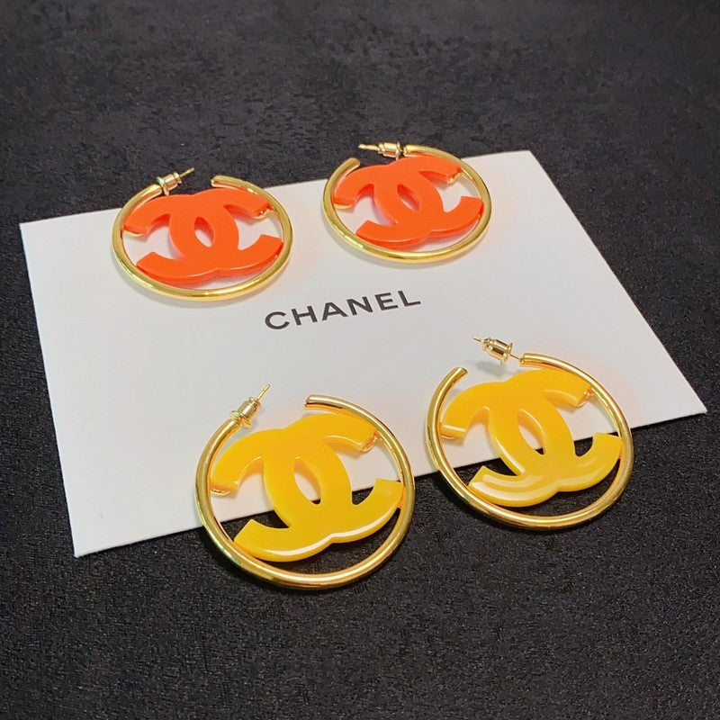 Chanel Color Logo Earrings - 18K Yellow Gold