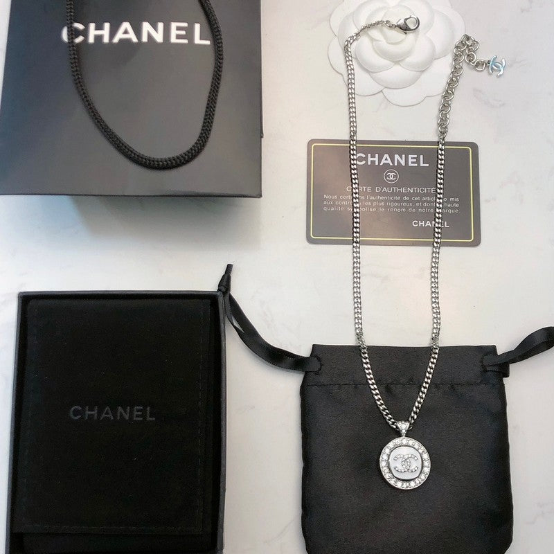 Chanel Black & White Diamond Gold Necklace