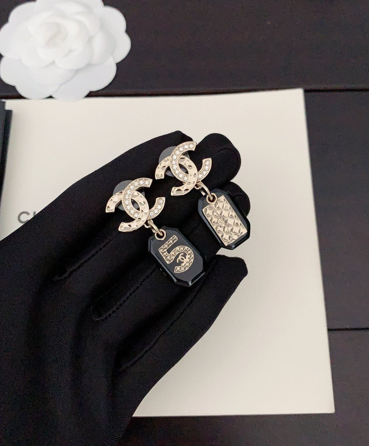Chanel No.5 Perfume Bottle Earrings - 18K Yellow Gold