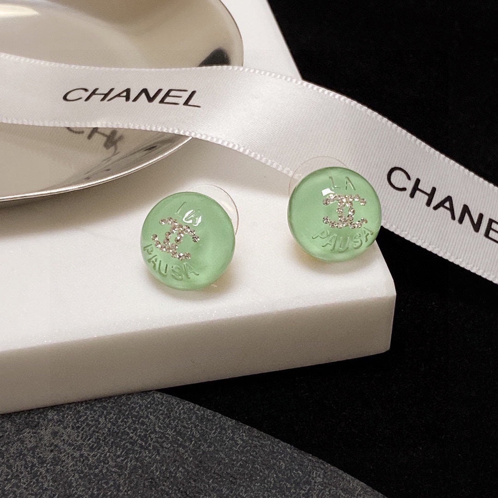Chanel Green Earrings - 18K Yellow Gold