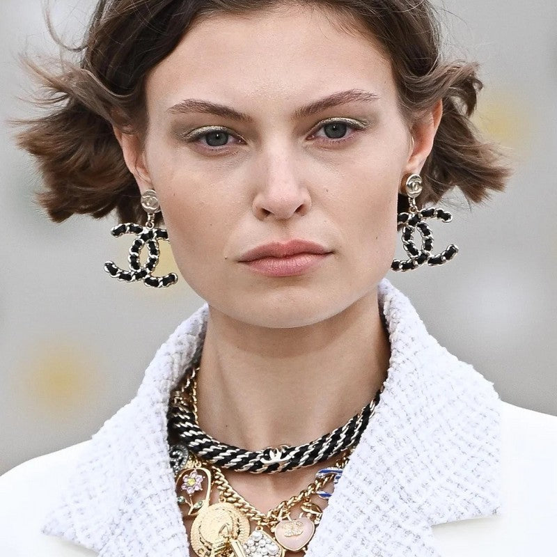 Chanel Leather Earrings - 18K Gold