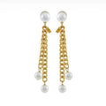 Celine Triomphe Chain Pearl Earrings - 18K Yellow Gold