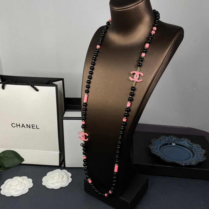 Chanel 24B Black Pearl Necklace