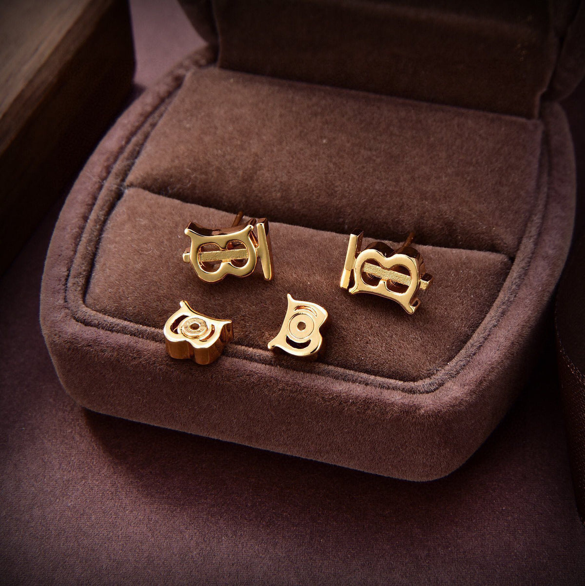 Balenciaga Logo Earrings - 18K Yellow Gold