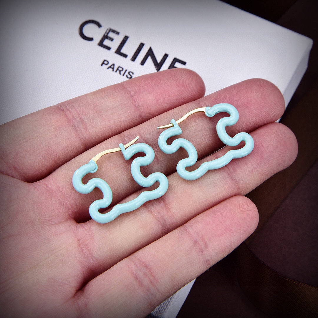 Celine Triomphe Color Resin Earrings - 18K Yellow Gold