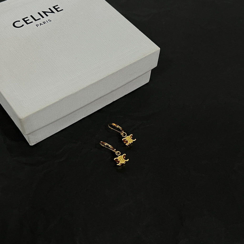 Celine Triomphe Solitaire Earrings - 18K Yellow Gold