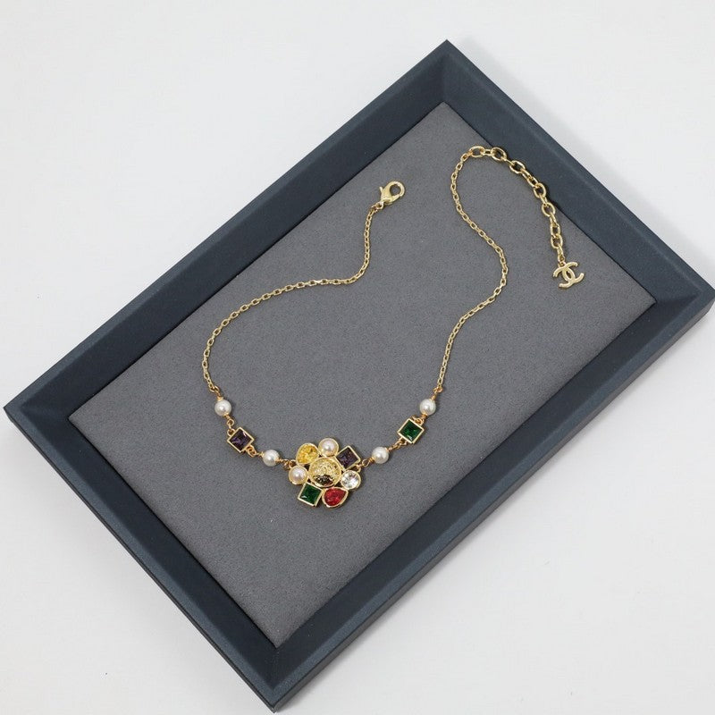 Chanel Color Crystal Choker Necklace