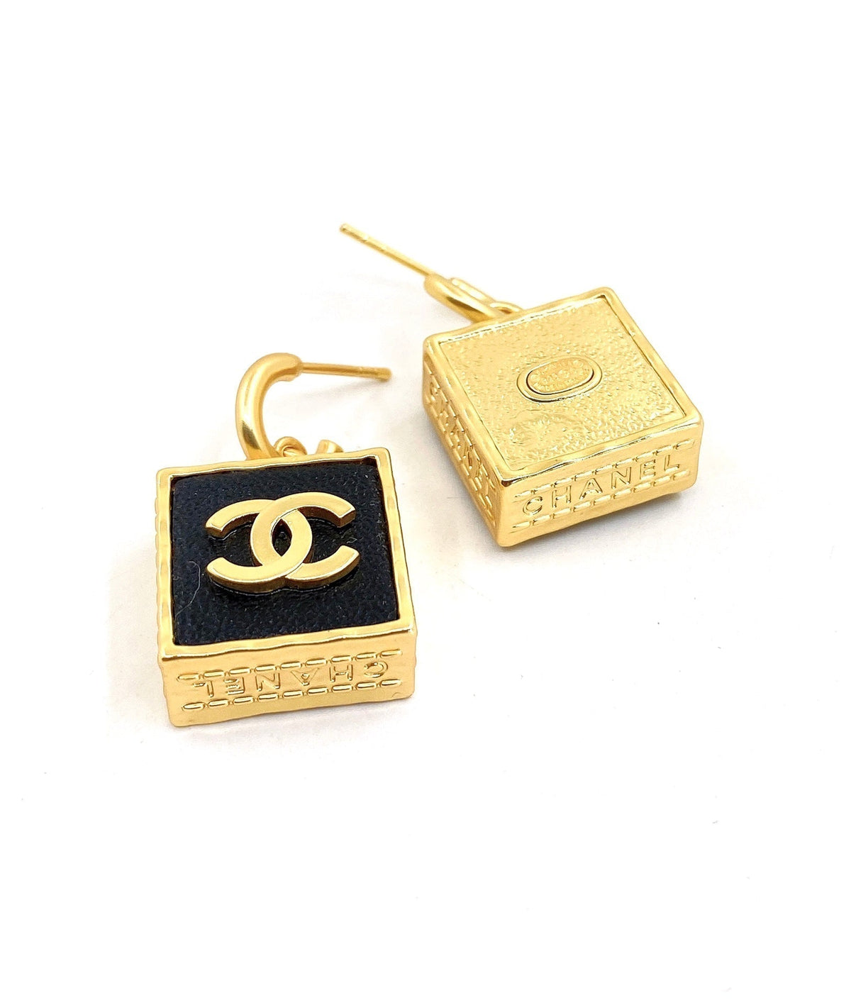 Chanel Black Bag Pendant Earrings - 18K Yellow Gold