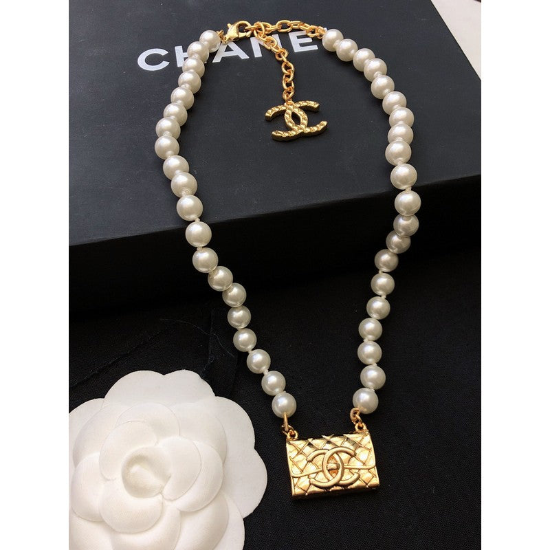 Chanel Pearl Bag Pendant Necklace