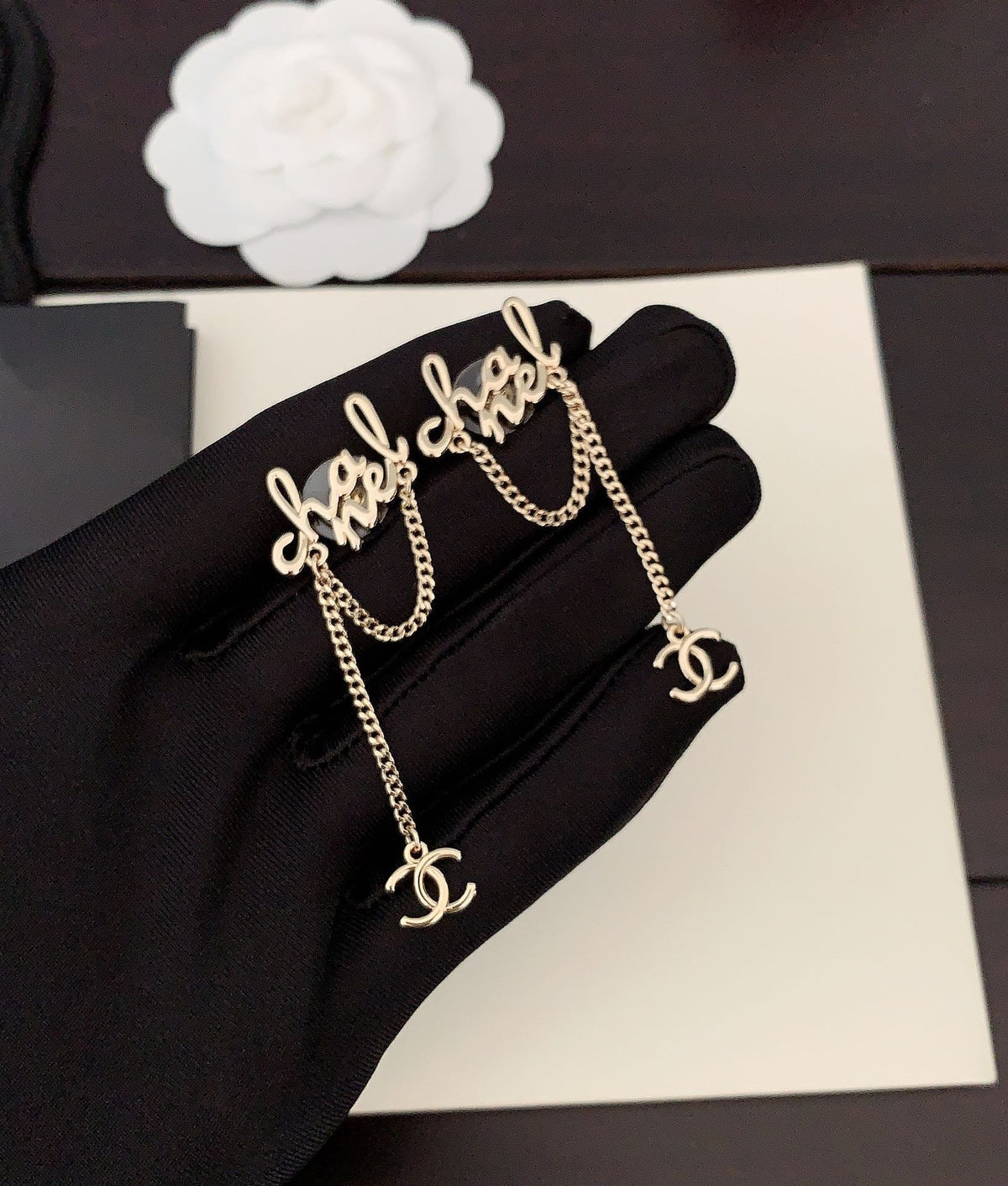 Chanel Letter Earrings - 18K Yellow Gold