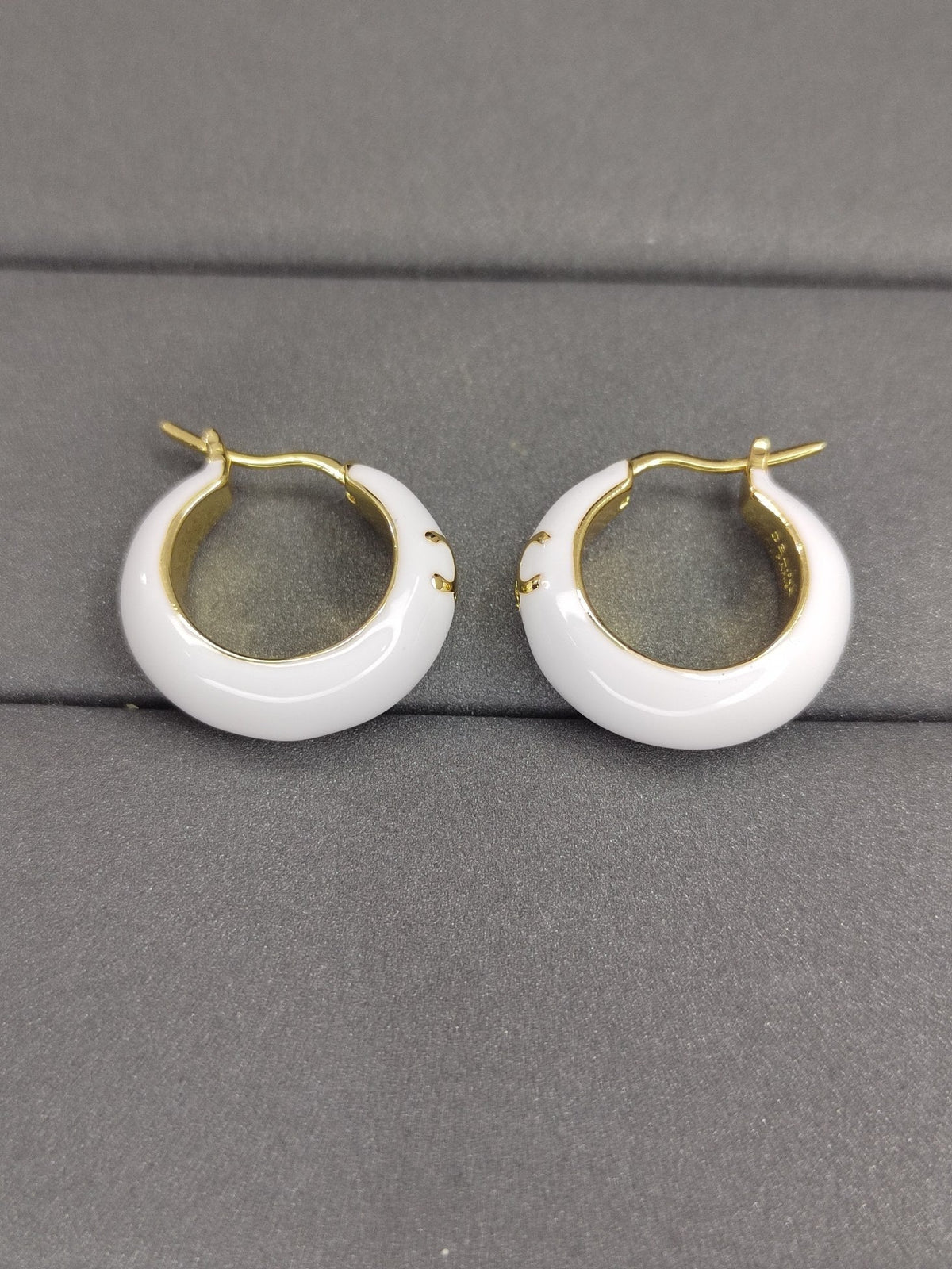 Celine White Pearl Earrings - 18K Yellow Gold
