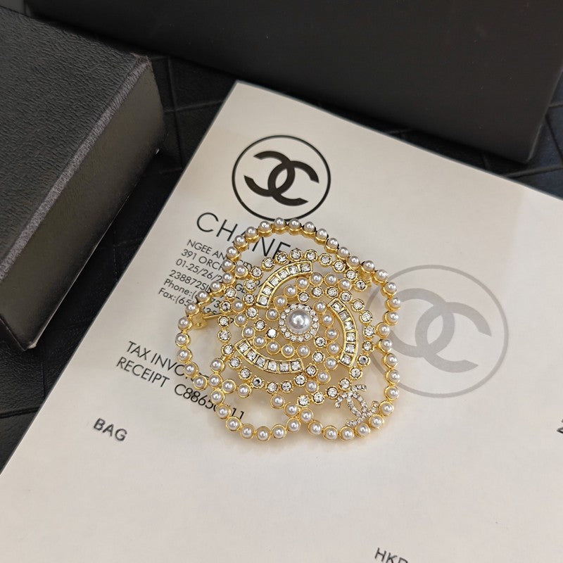 Chanel Camellia Pearl Brooch