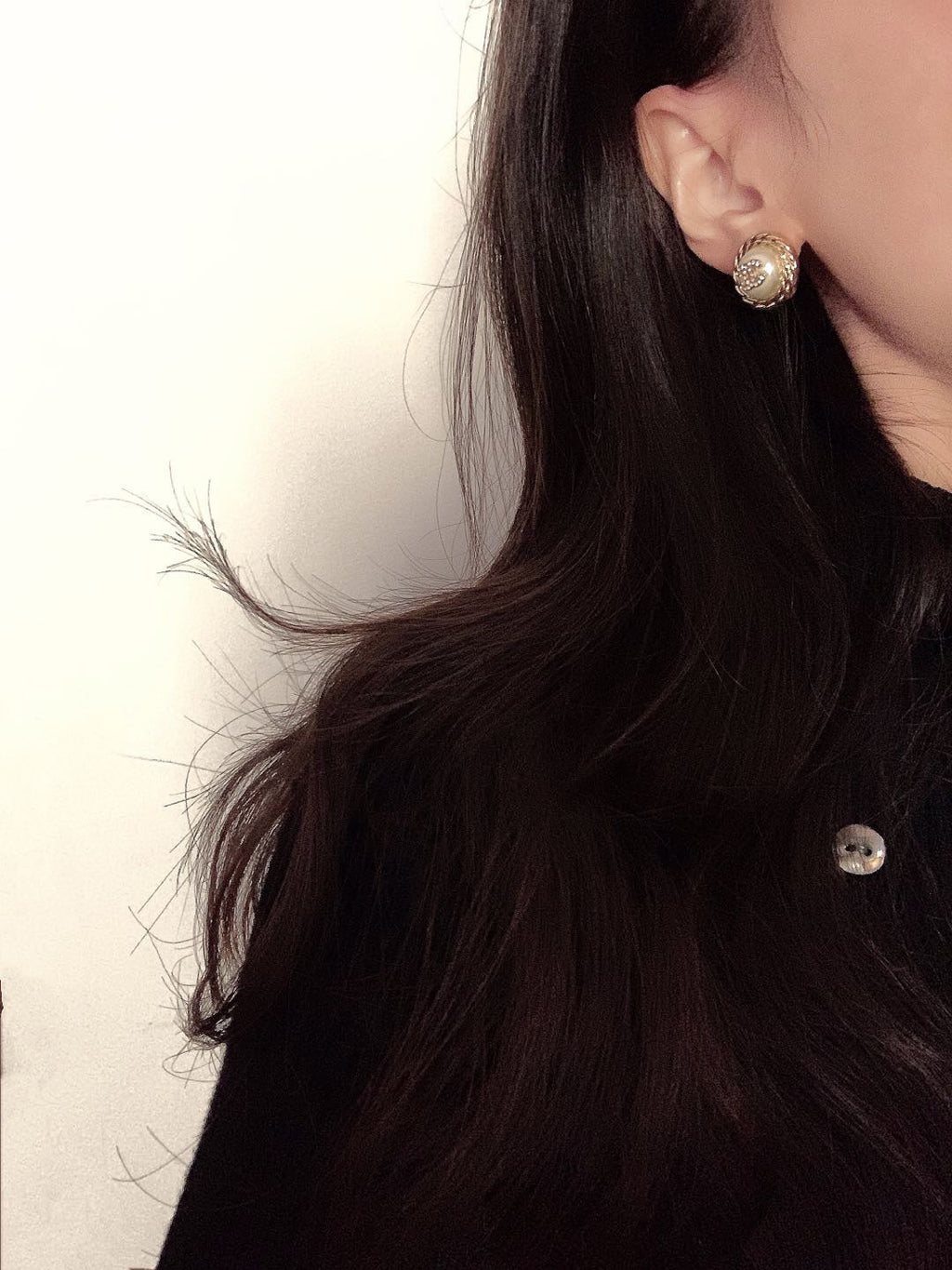 Chanel White Pearl Earrings - 18K Yellow Gold
