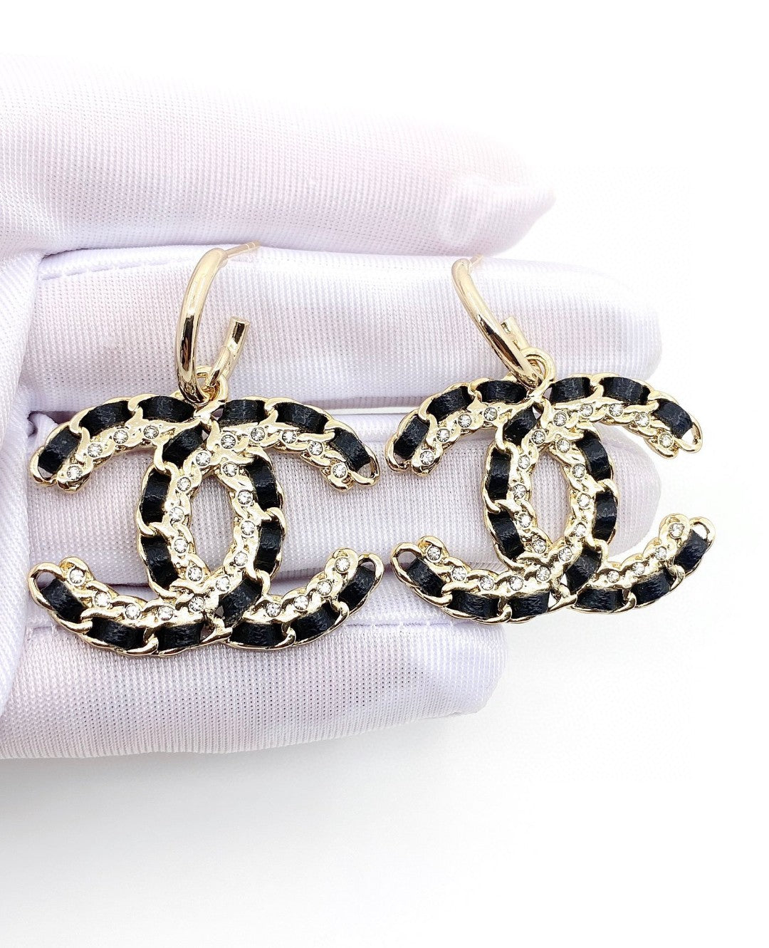 Chanel Leather Earrings - 18K Yellow Gold