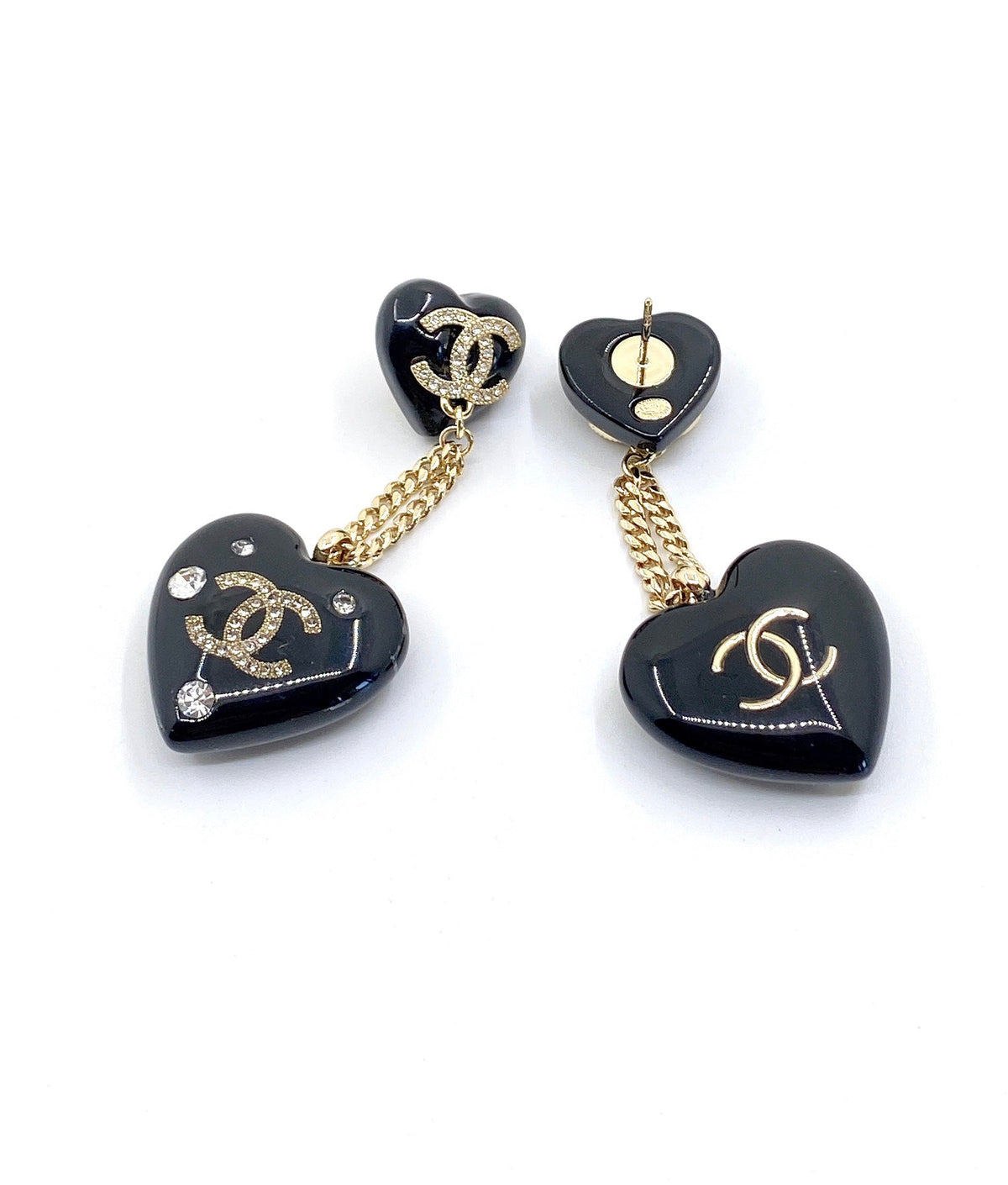 Chanel Heart Pendant Earrings - 18K Yellow Gold