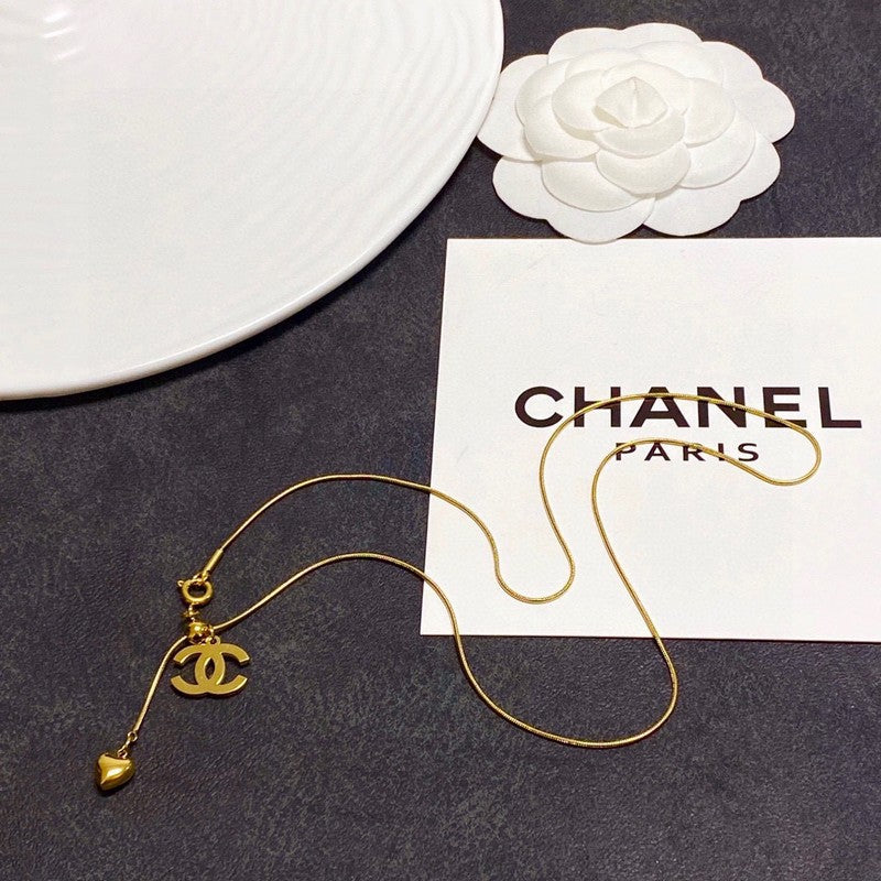 Chanel Heart Pendant Gold Necklace