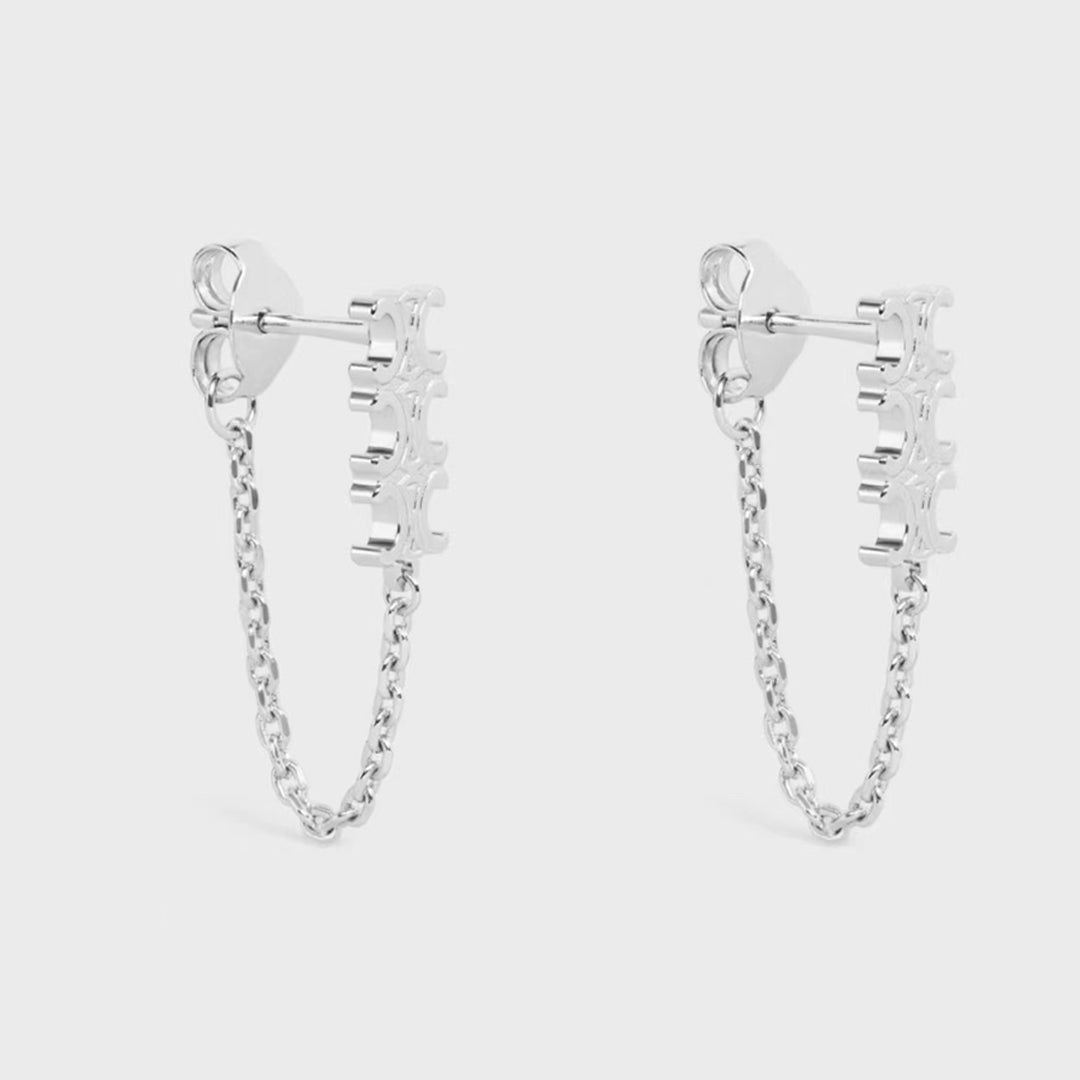 Celine Triomphe Chain Earrings - 18K Gold