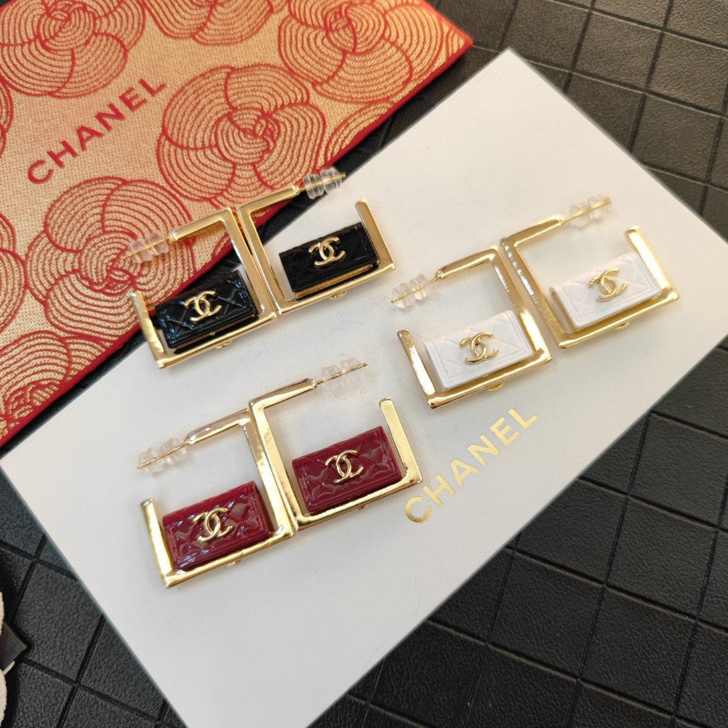 Chanel Black Bag Hoop Earrings - 18K Yellow Gold
