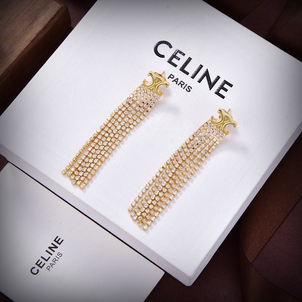Celine Triomphe Precious Tassels Earrings - 18K Gold
